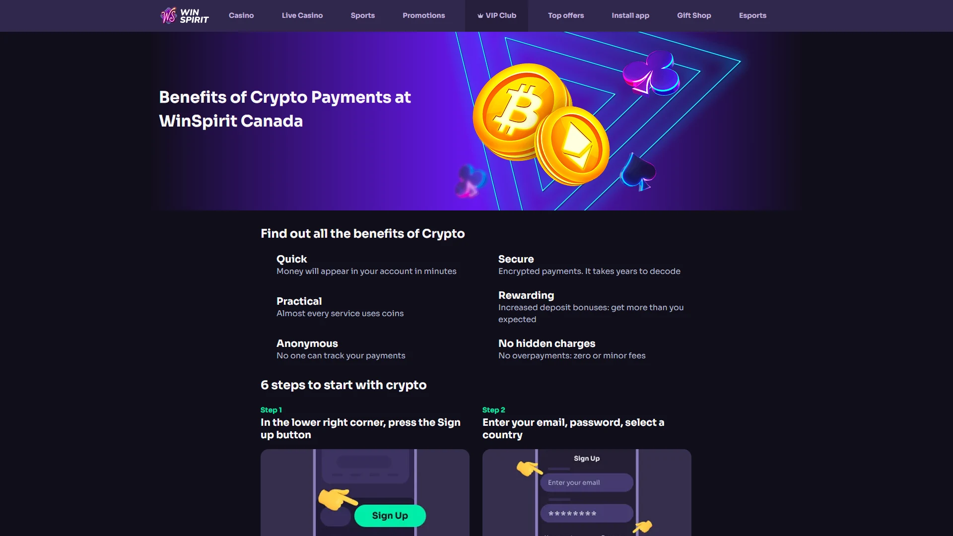 WinSpirit payment methods